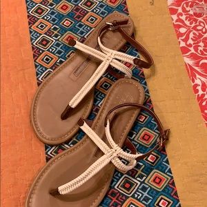 Cream braided sandals